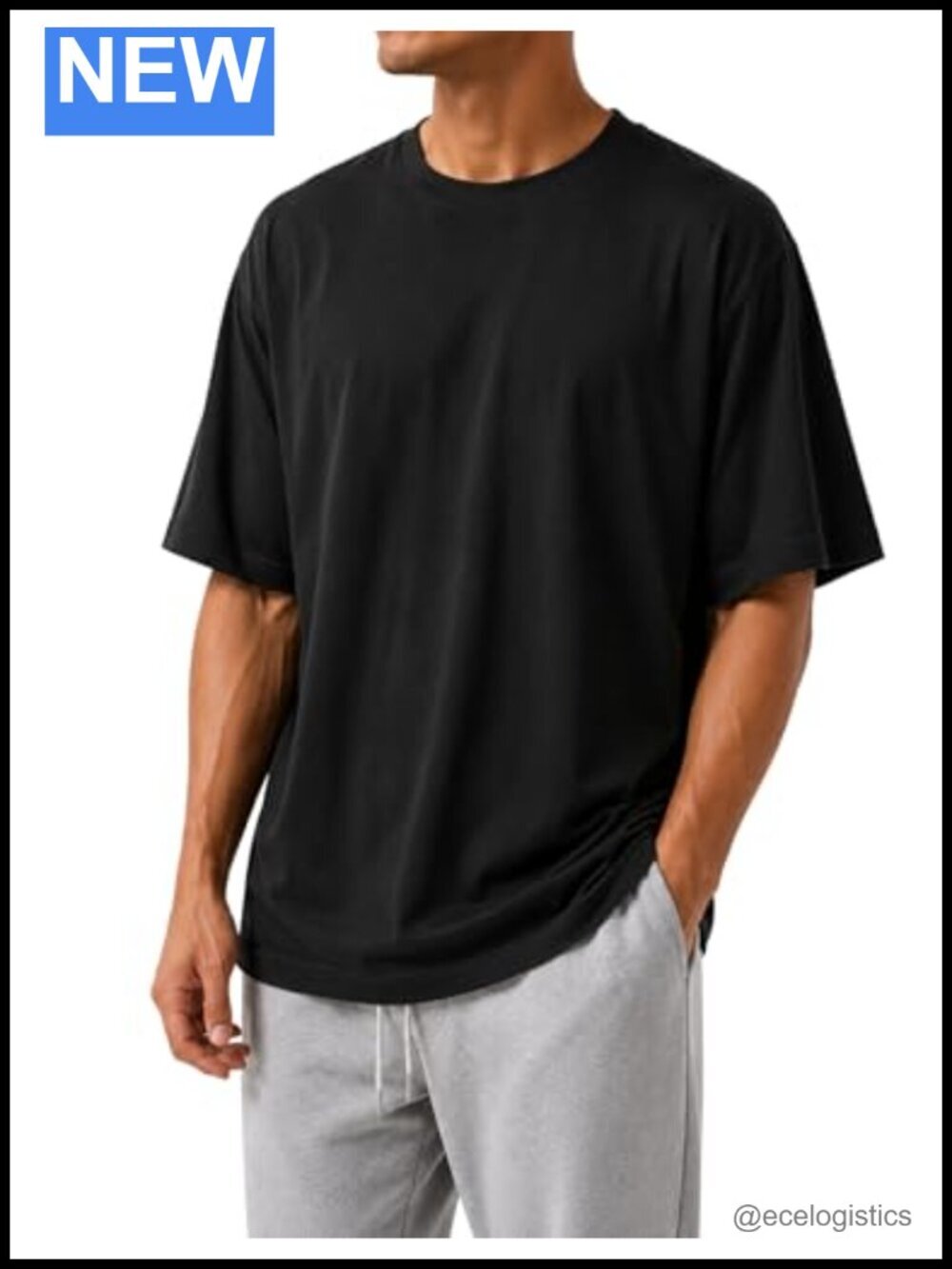 Oversized Drop Shoulder Tee, Soft Lightweight Crew Neck Gym Shirt